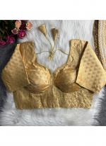 Nylon Jacquard Gold Festival Wear Weaving  Readymade Blouse